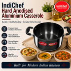 IndiChef Hard Anodised casserole with Lid | Induction Friendly