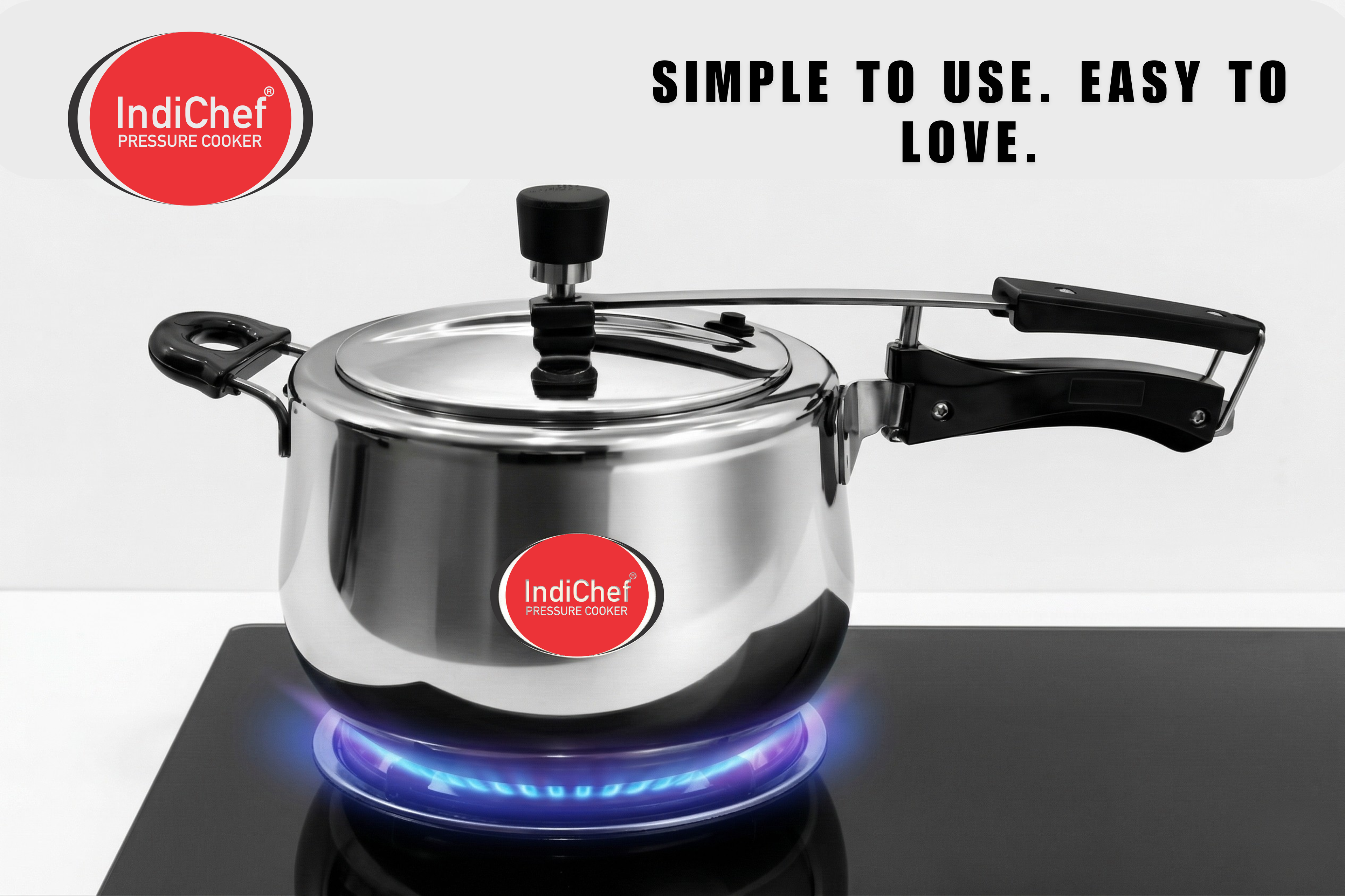 IndiChef Stainless Steel Contura Pressure Cooker | Induction Friendly