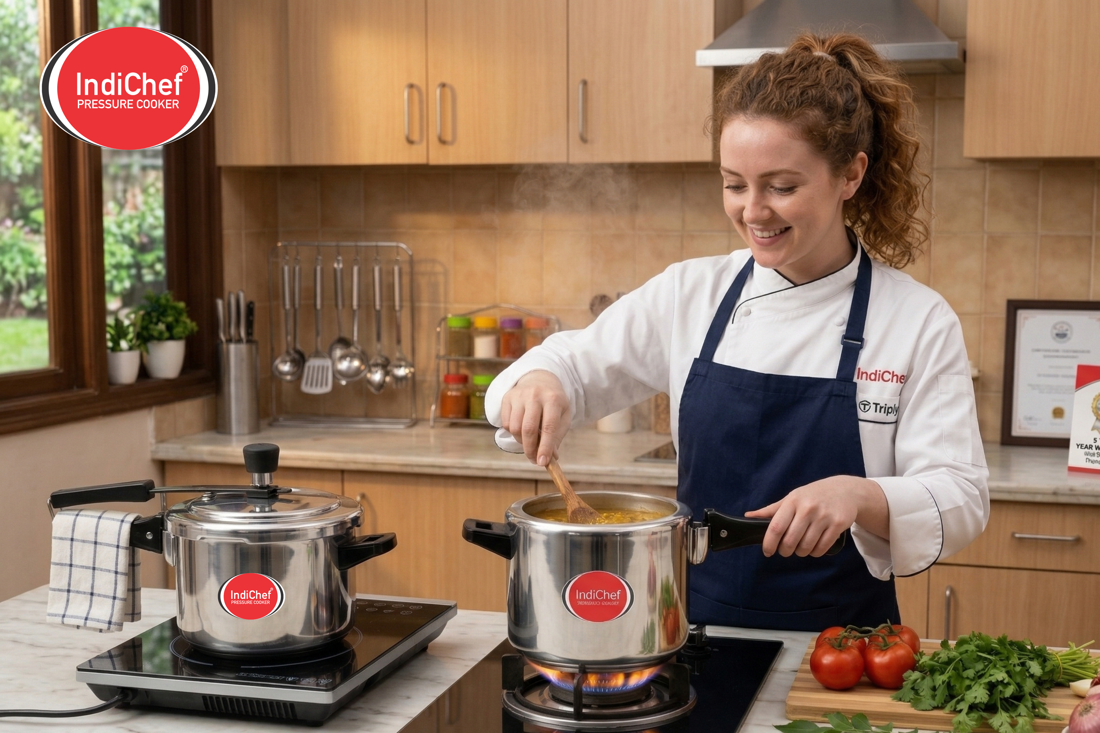 IndiChef Stainless Steel plain Pressure Cooker | Induction Friendly