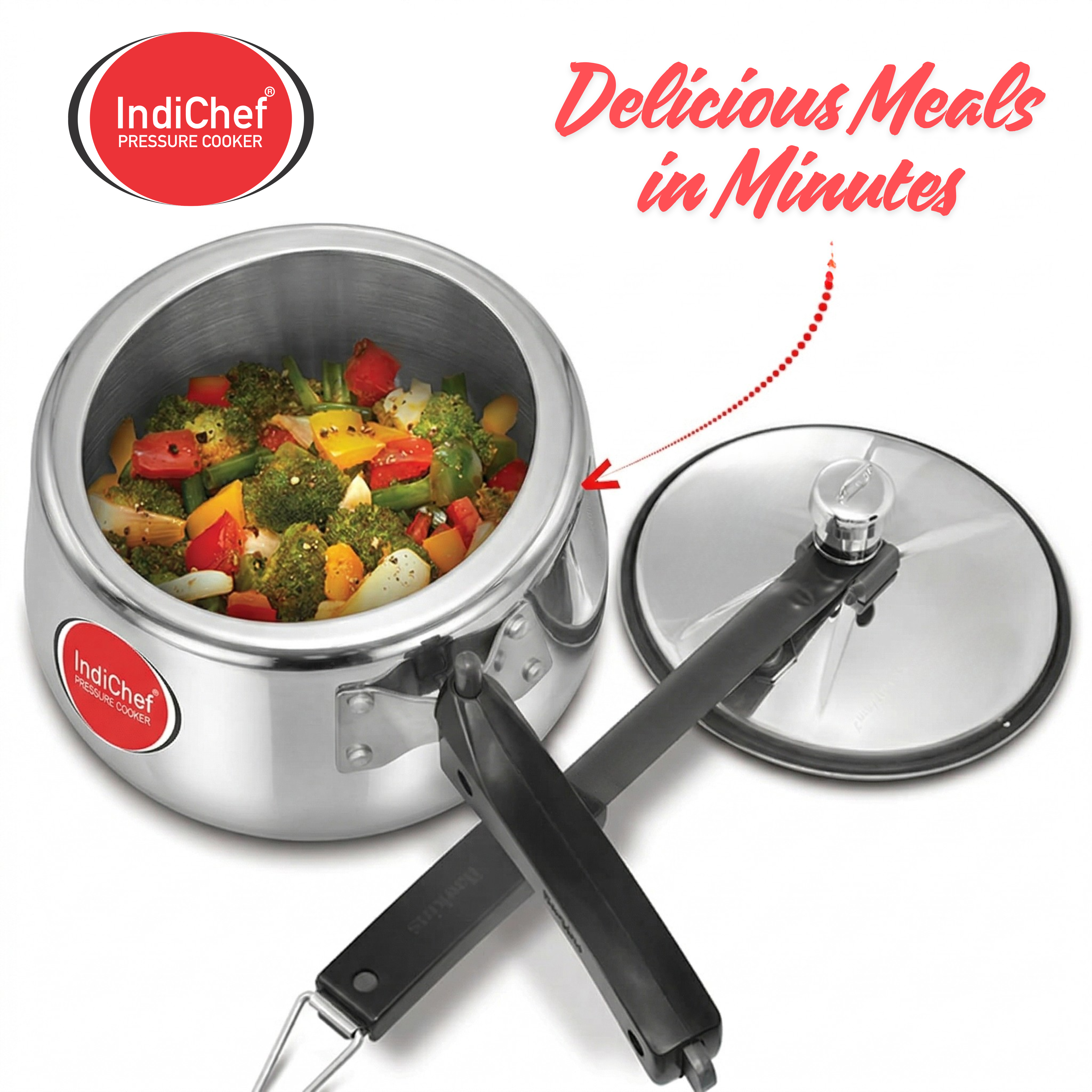 IndiChef Aluminium Contura Pressure Cooker | Induction Friendly