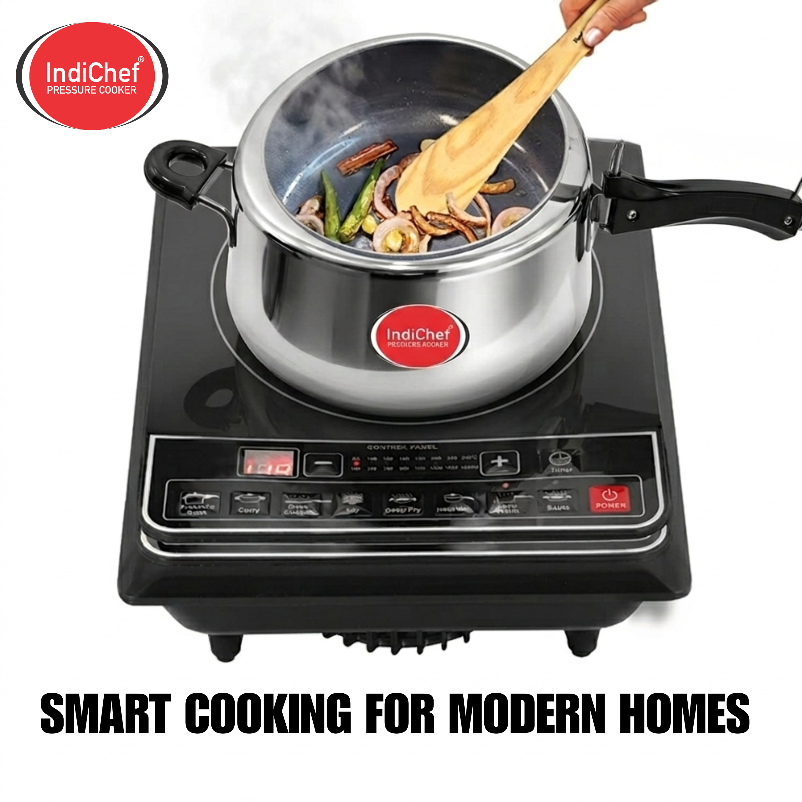 IndiChef Triply Steel Contura Pressure Cooker | Induction Friendly