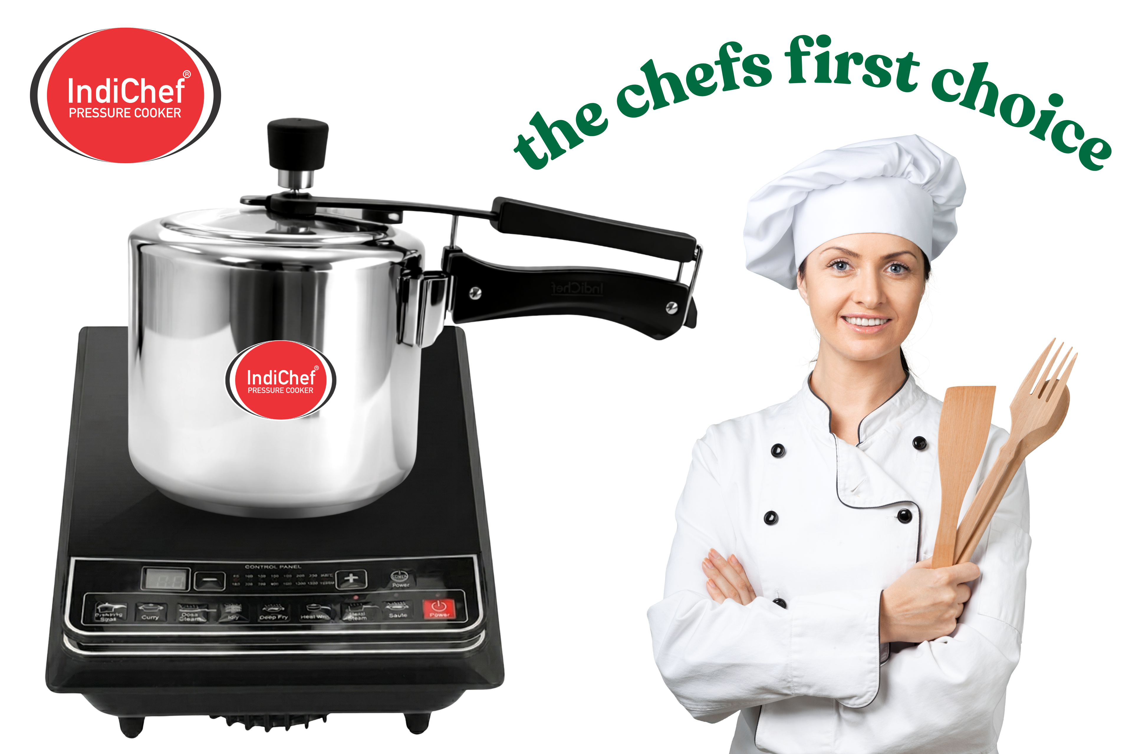 IndiChef Stainless Steel plain Pressure Cooker | Induction Friendly