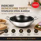 IndiChef Tri-ply Honeycomb kadahi/kadhai with Lid | Induction Friendly