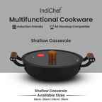 IndiChef Cast Iron Shallow Casserole with Cover | Induction Friendly
