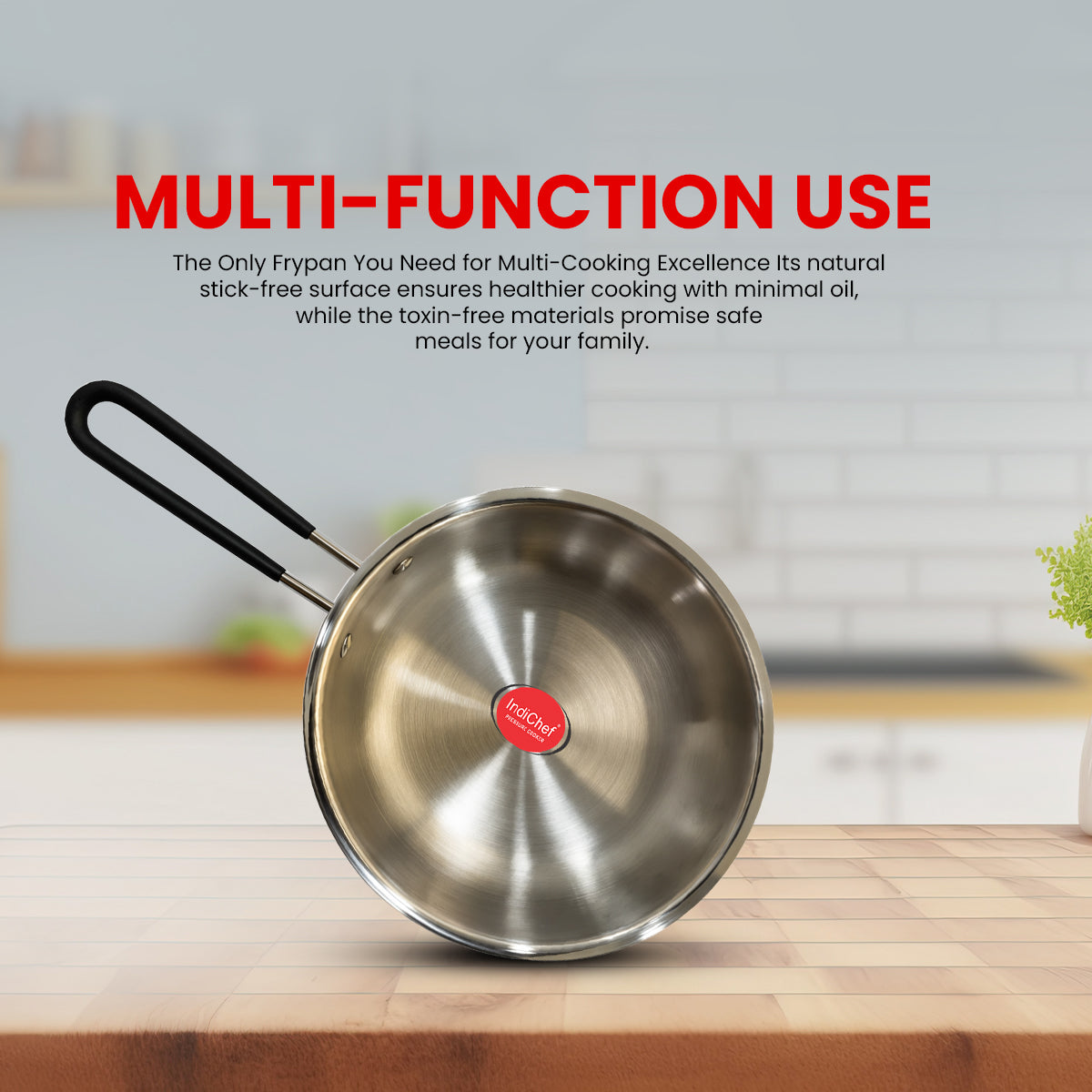 IndiChef Tri-Ply Steel Fry Pan | Induction Friendly