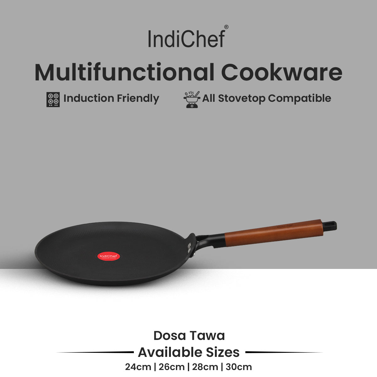 IndiChef Cast Iron Dosa Tawa | Induction Friendly