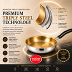 IndiChef Tri-ply Brass Frypan | Induction Friendly