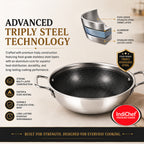 IndiChef Tri-ply Honeycomb kadahi/kadhai with Lid | Induction Friendly