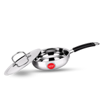 IndiChef Stainless Steel Fry Pan with Lid | Induction Friendly