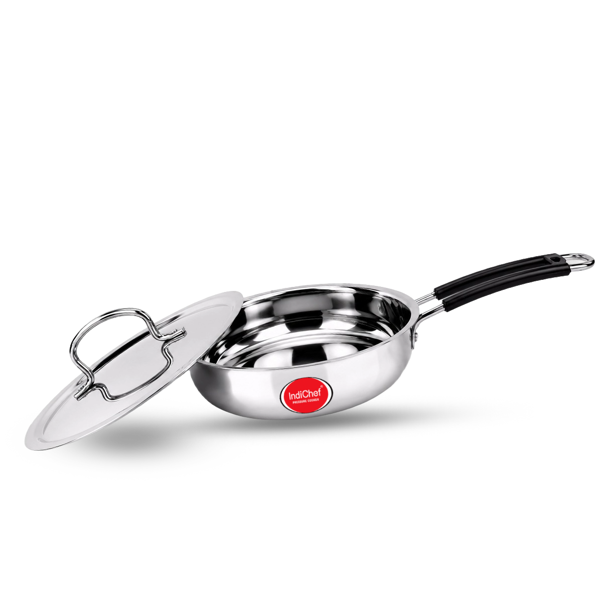 IndiChef Stainless Steel Fry Pan with Lid | Induction Friendly