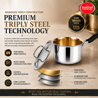 IndiChef Tri-ply Brass Saucepan | Induction Friendly