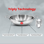 IndiChef Tri-Ply Steel Kadahi/Kadhai | Induction Friendly