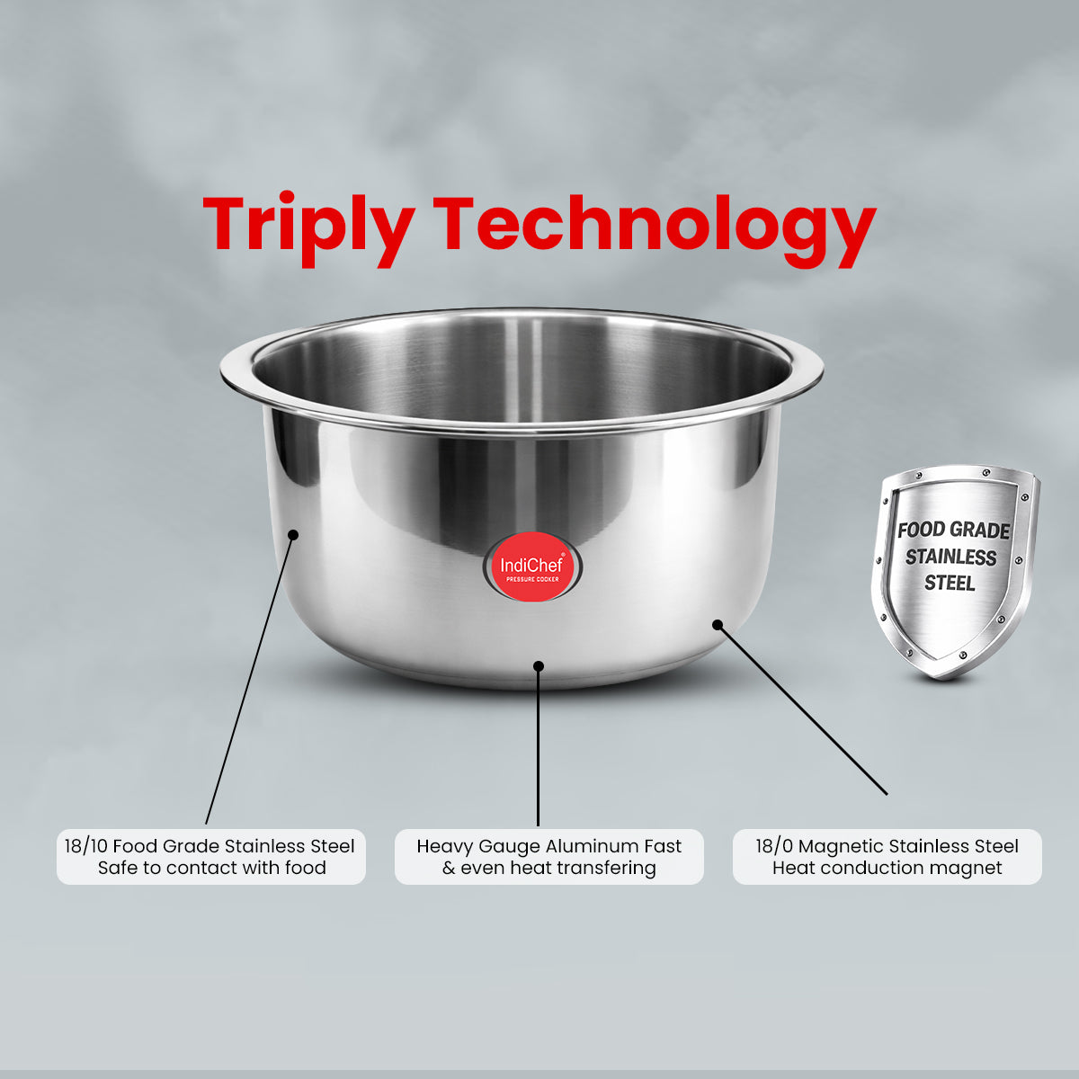 IndiChef Tri-Ply Steel Tope/Bhagona | Induction Friendly