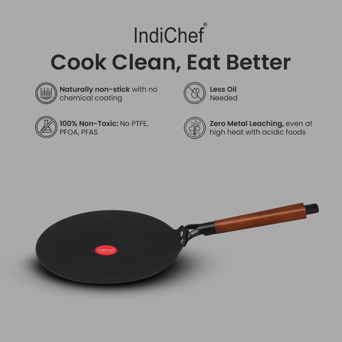 IndiChef Cast Iron Roti Tawa | Induction Friendly