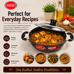 IndiChef Hard Anodised Kadhai with Lid | Induction Friendly
