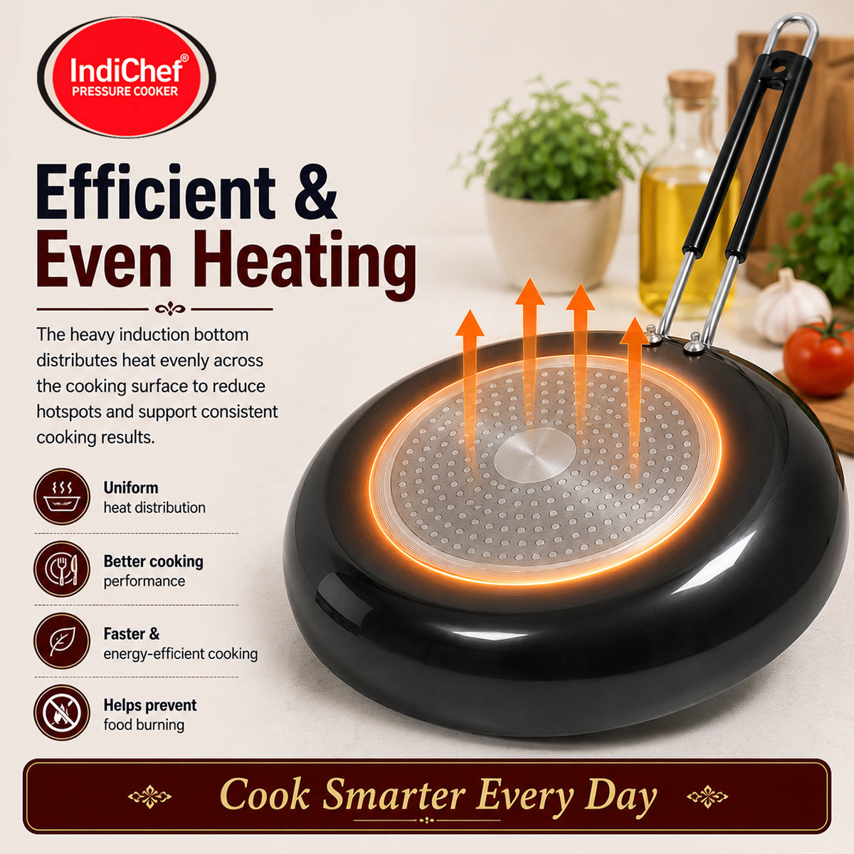 IndiChef Hard Anodised Frypan with Lid | Induction Friendly