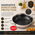 IndiChef Tri-ply Honeycomb kadahi/kadhai with Lid | Induction Friendly