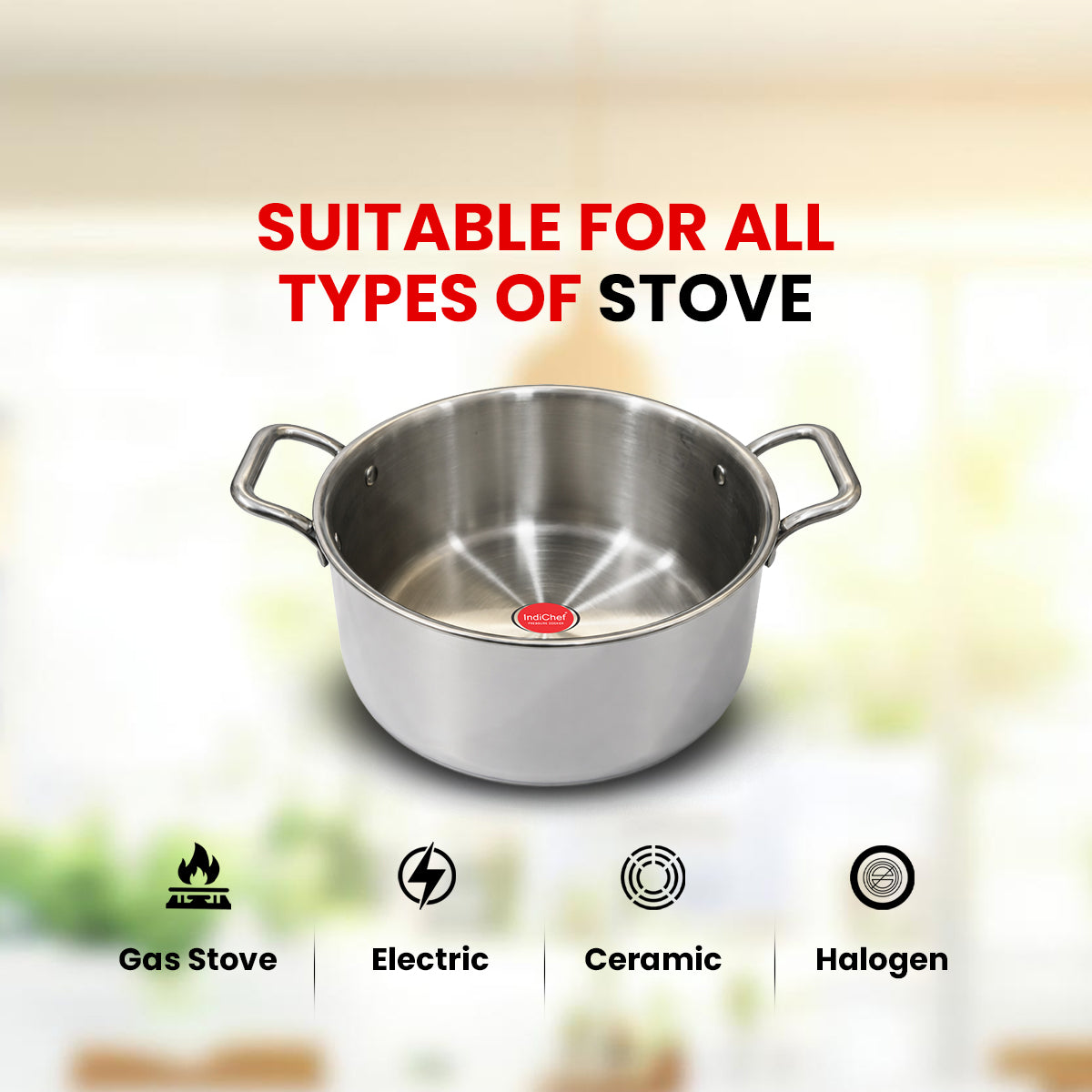 IndiChef Tri-Ply Steel Casserole | Induction Friendly