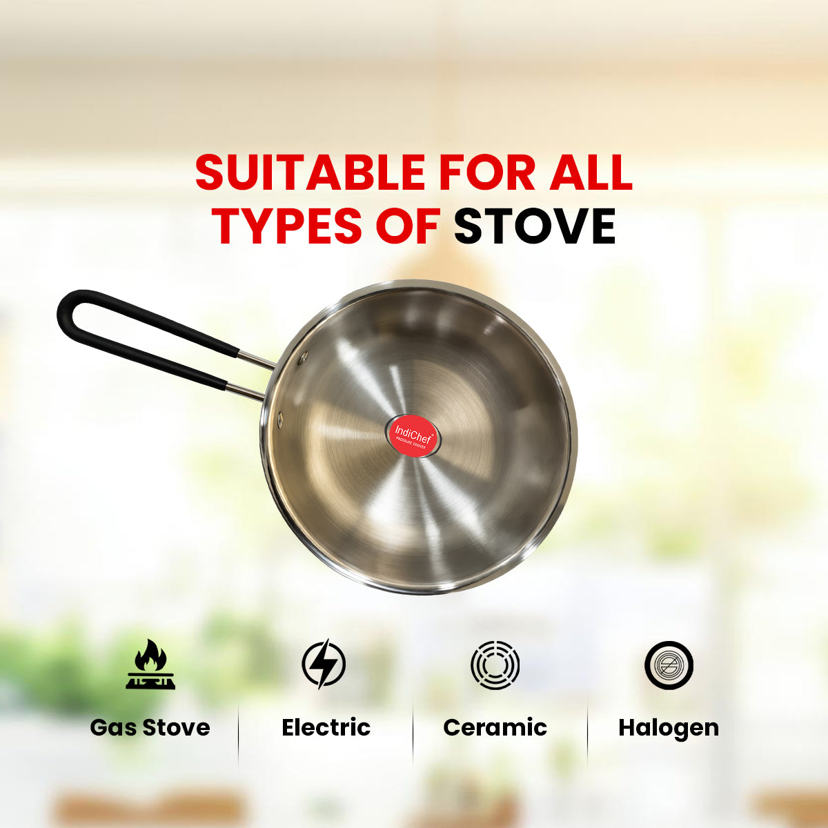 IndiChef Tri-Ply Steel Fry Pan | Induction Friendly