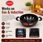 IndiChef Hard Anodised Kadhai with Lid | Induction Friendly