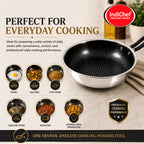 IndiChef Tri-ply Honeycomb Fry Pan with Lid | Induction Friendly