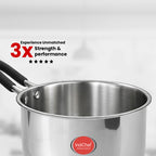 Indichef Triply Steel Saucepan with Lid | Induction Friendly