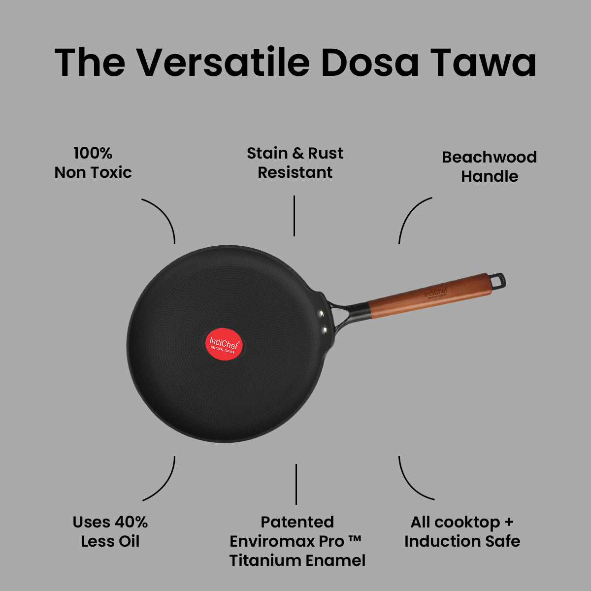 IndiChef Cast Iron Dosa Tawa | Induction Friendly