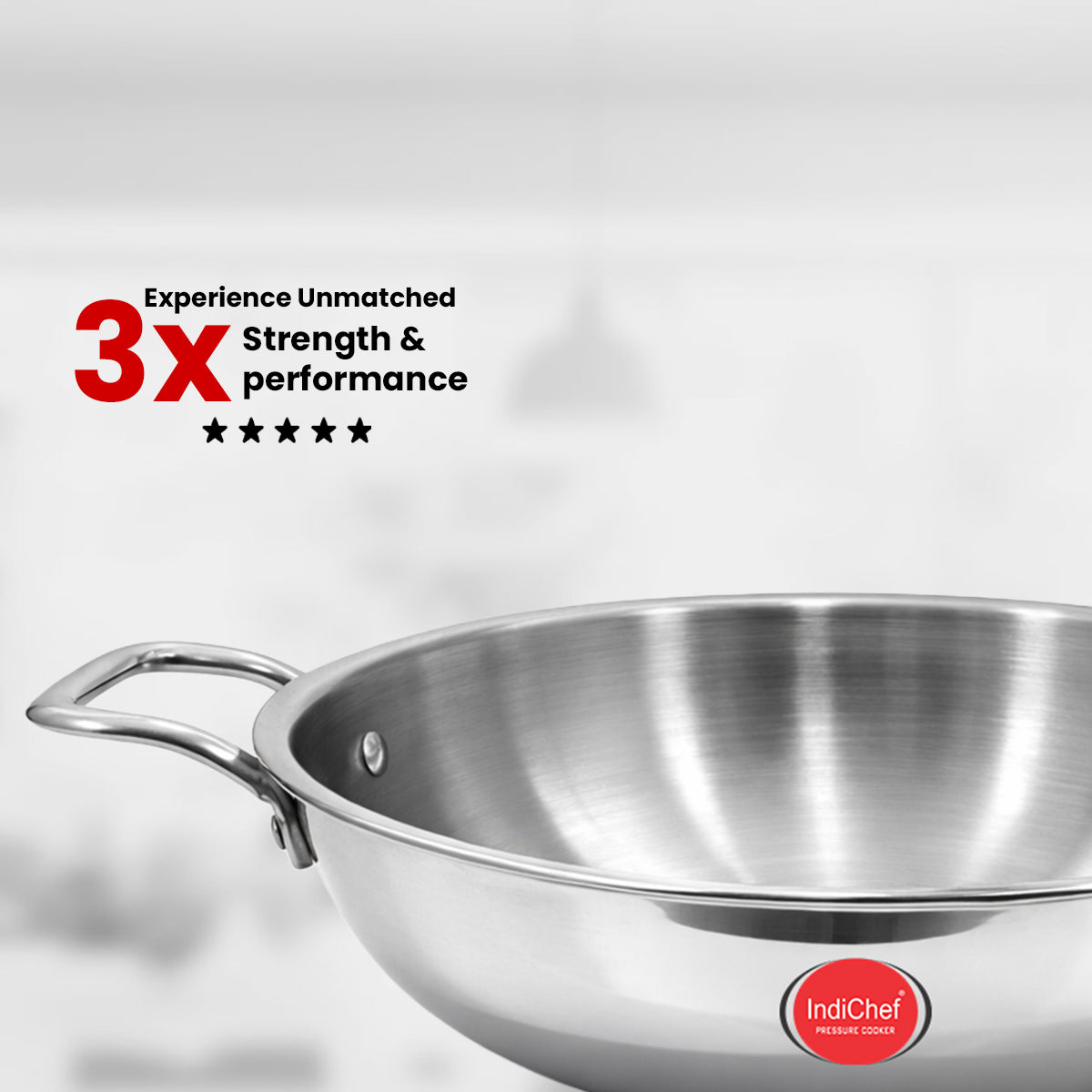 IndiChef Tri-Ply Steel Kadahi/Kadhai | Induction Friendly