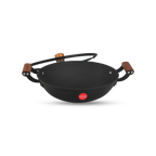 IndiChef Cast Iron Kadahi Cooking Pan with Lid | Induction Friendly