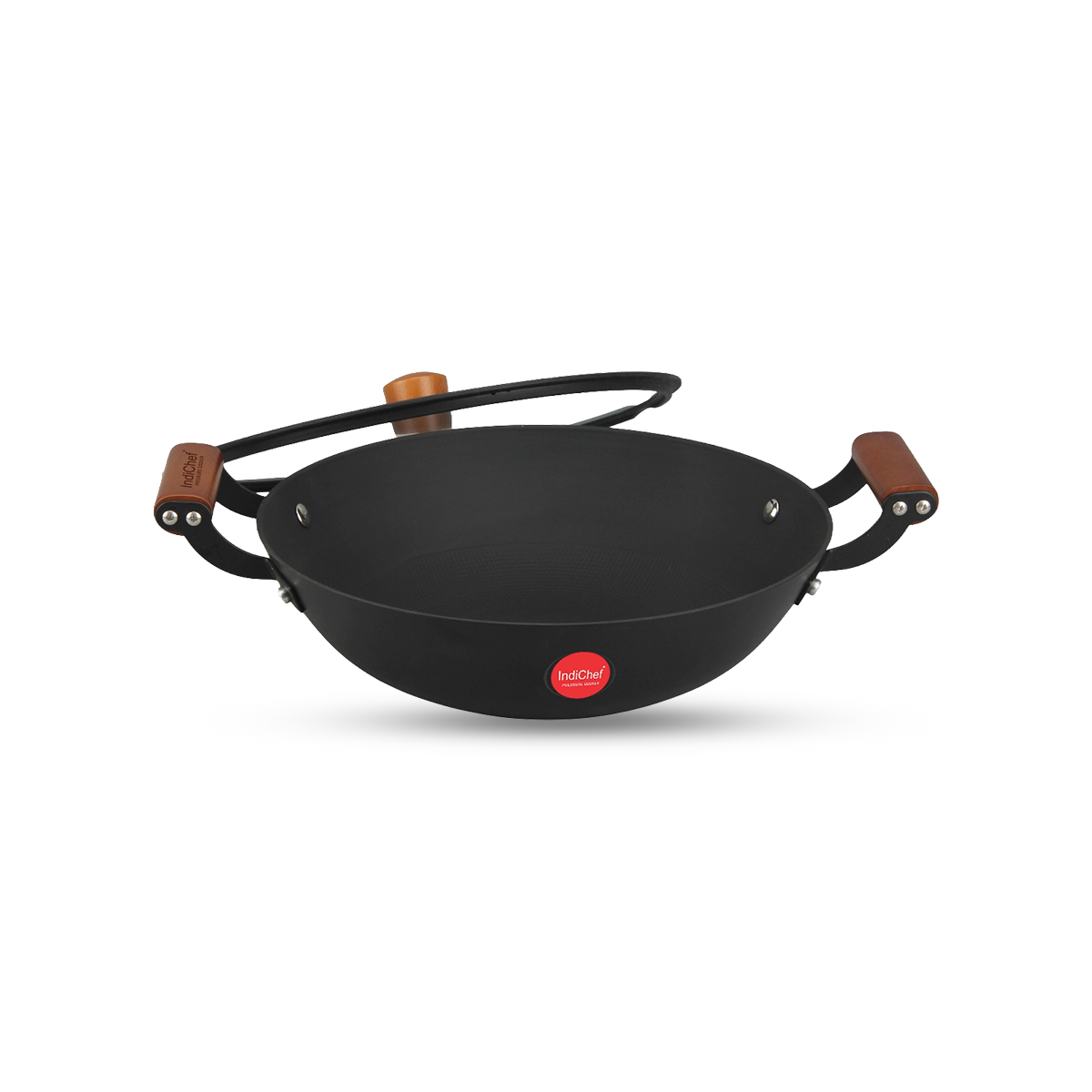 IndiChef Cast Iron Kadahi Cooking Pan with Lid | Induction Friendly