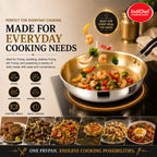 IndiChef Tri-ply Brass Frypan | Induction Friendly