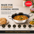 IndiChef Tri-ply Honeycomb kadahi/kadhai with Lid | Induction Friendly