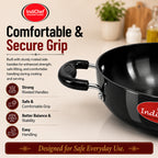 IndiChef Hard Anodised Kadhai with Lid | Induction Friendly