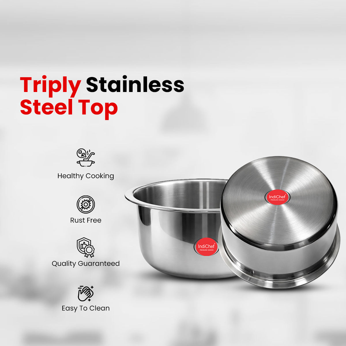 IndiChef Tri-Ply Steel Tope/Bhagona | Induction Friendly