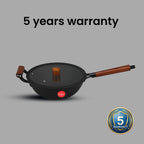 IndiChef Cast Iron Deep Wok With Cover | Induction Friendly