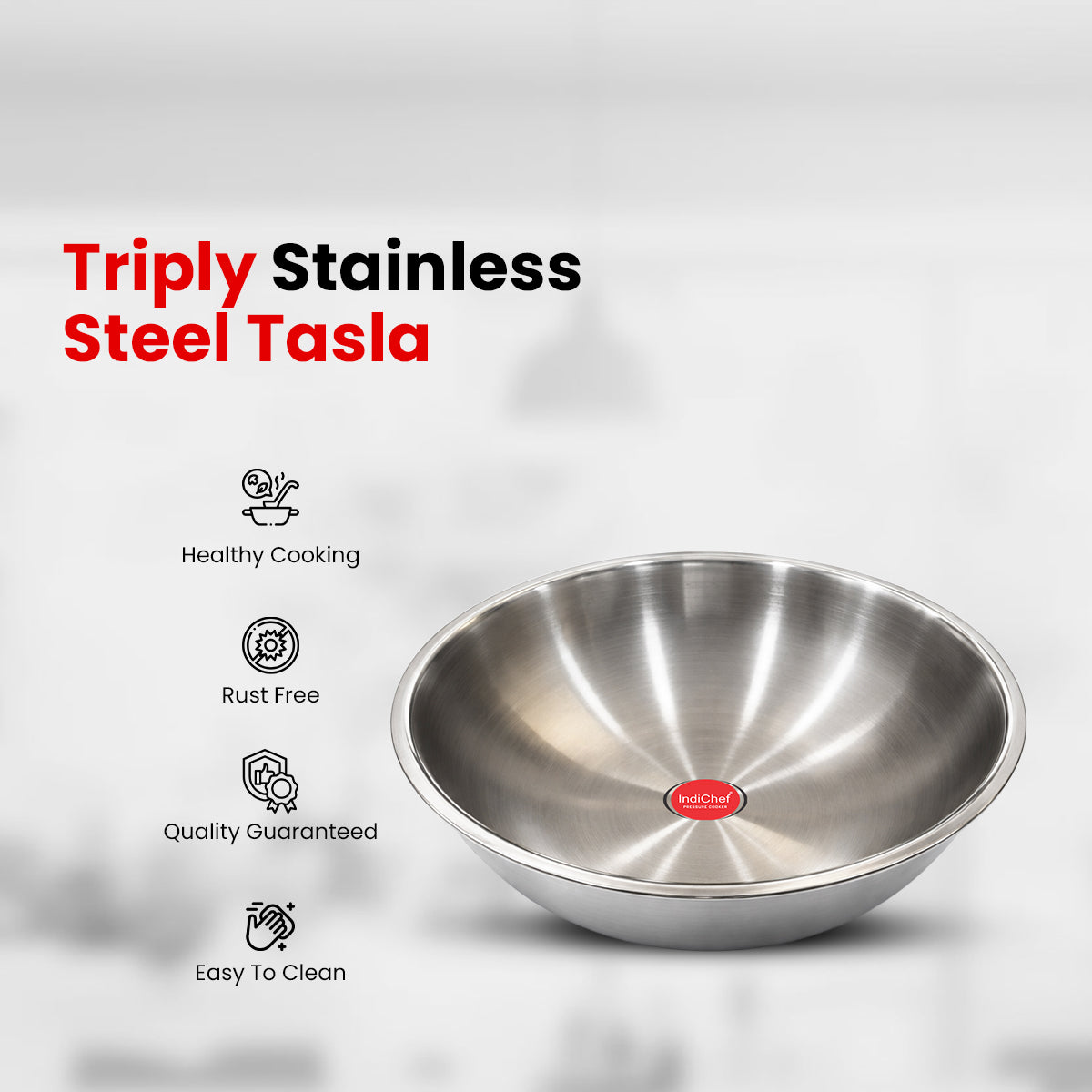 IndiChef Tri-Ply Steel Tasla | Induction Friendly