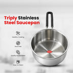 Indichef Triply Steel Saucepan with Lid | Induction Friendly