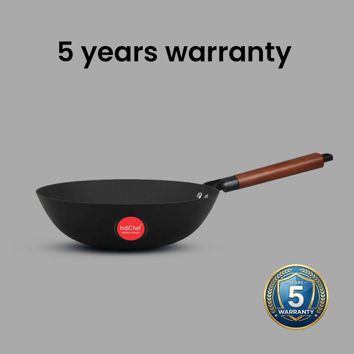 IndiChef Cast Iron Deep Frying Pan with Cover | Induction Friendly