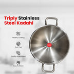 IndiChef Tri-Ply Steel Kadahi/Kadhai | Induction Friendly