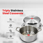 IndiChef Tri-Ply Steel Casserole | Induction Friendly