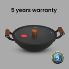 IndiChef Cast Iron Kadahi Cooking Pan with Lid | Induction Friendly