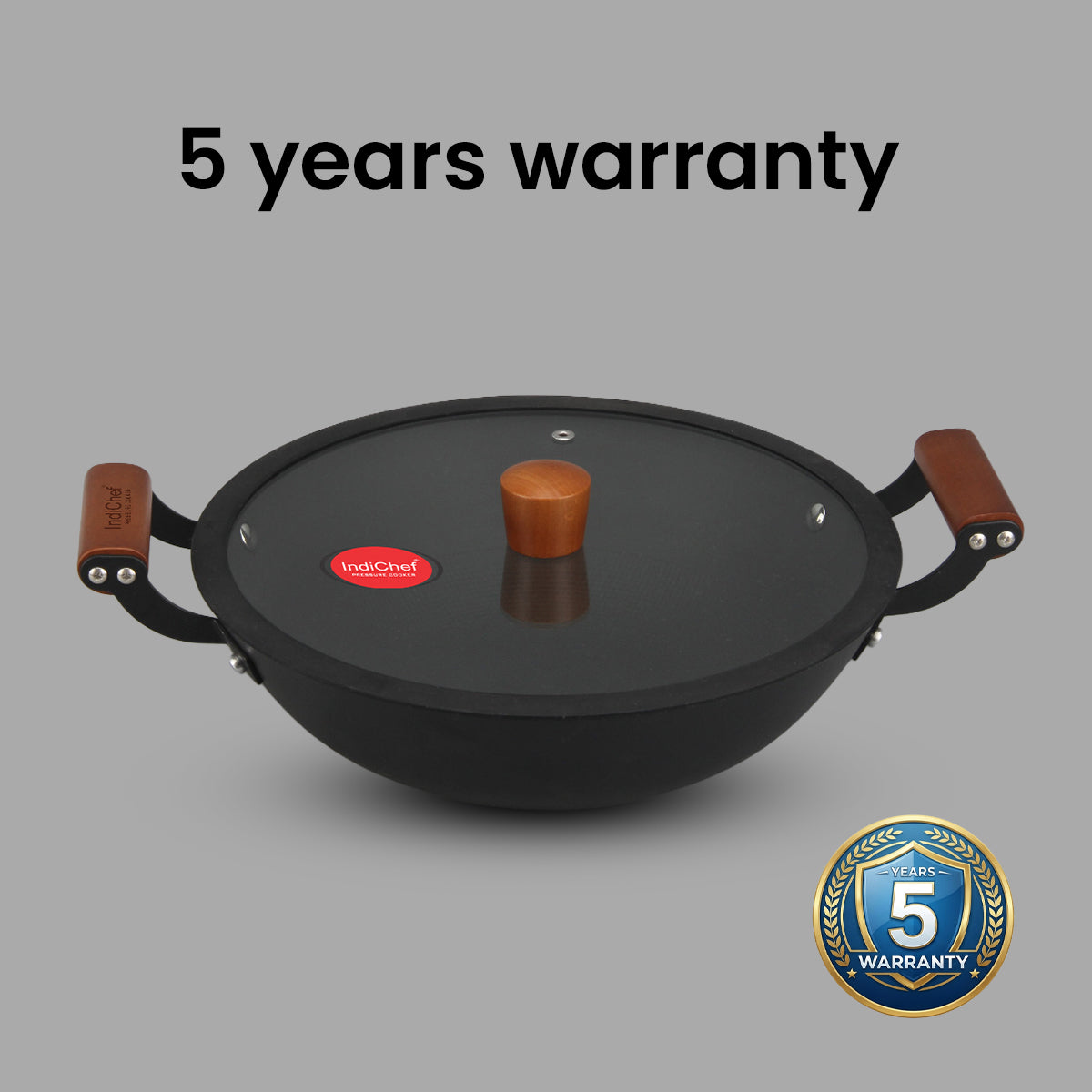 IndiChef Cast Iron Kadahi Cooking Pan with Lid | Induction Friendly