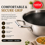 IndiChef Tri-ply Honeycomb kadahi/kadhai with Lid | Induction Friendly
