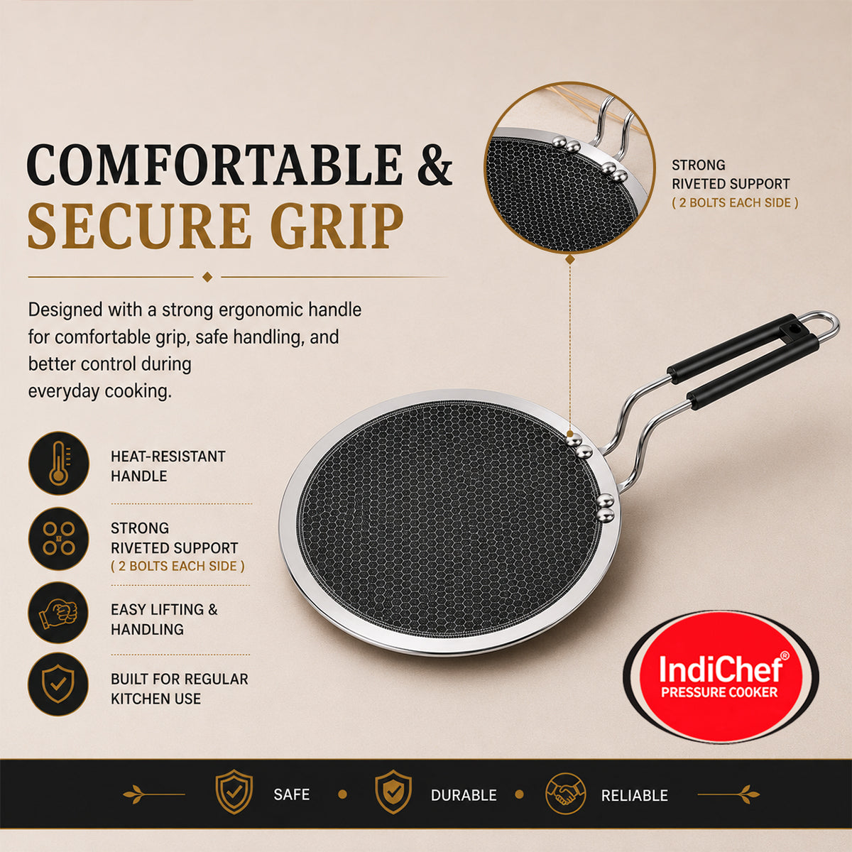 IndiChef Tri-ply Honeycomb Roti Tawa | Induction Friendly