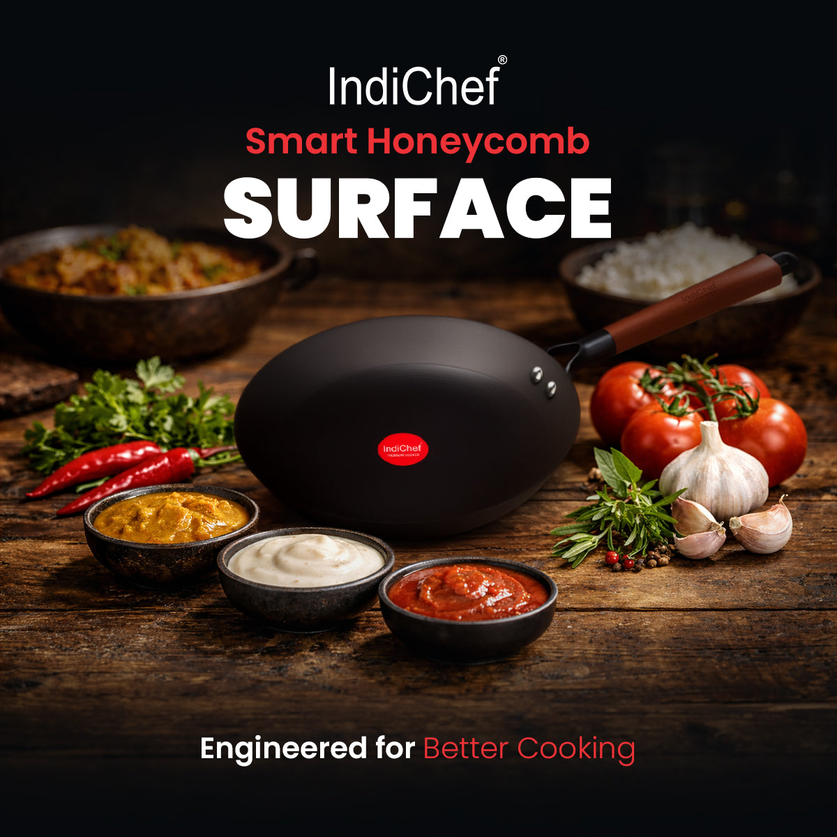 IndiChef Cast Iron Frying Pan with glass lid | Induction Friendly