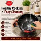 IndiChef Hard Anodised Kadhai with Lid | Induction Friendly