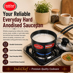 IndiChef Hard Anodised Saucepan with Lid | Induction Friendly