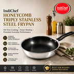 IndiChef Tri-ply Honeycomb Fry Pan with Lid | Induction Friendly