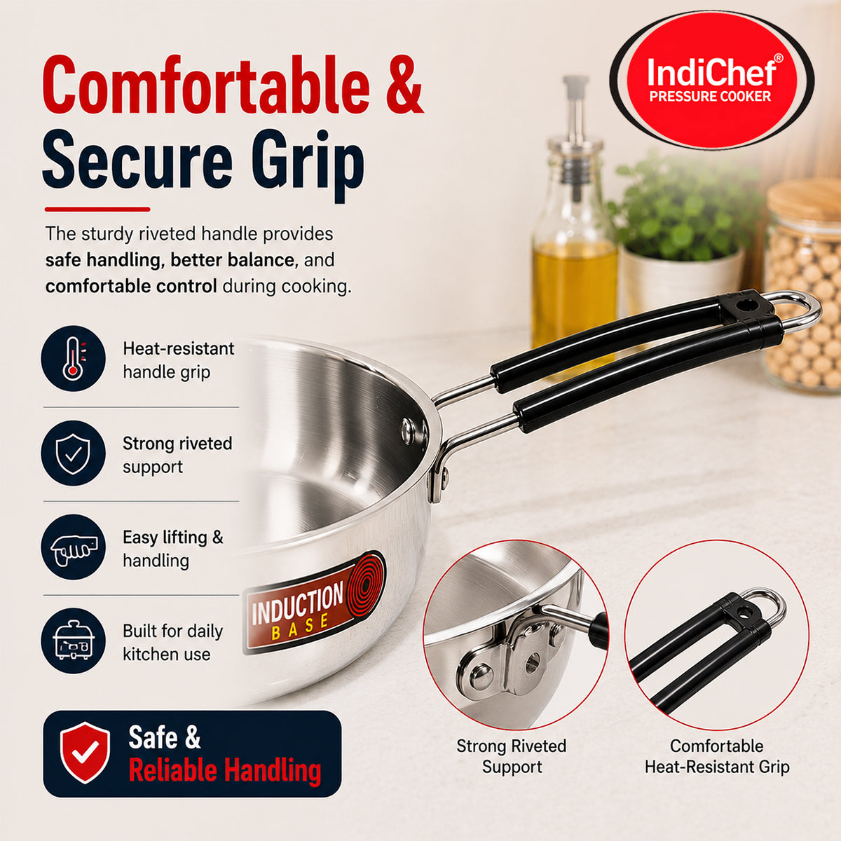 IndiChef Aluminium Frypan with Lid | Induction Friendly