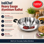 IndiChef Aluminium Kadhai with Lid | Induction Friendly